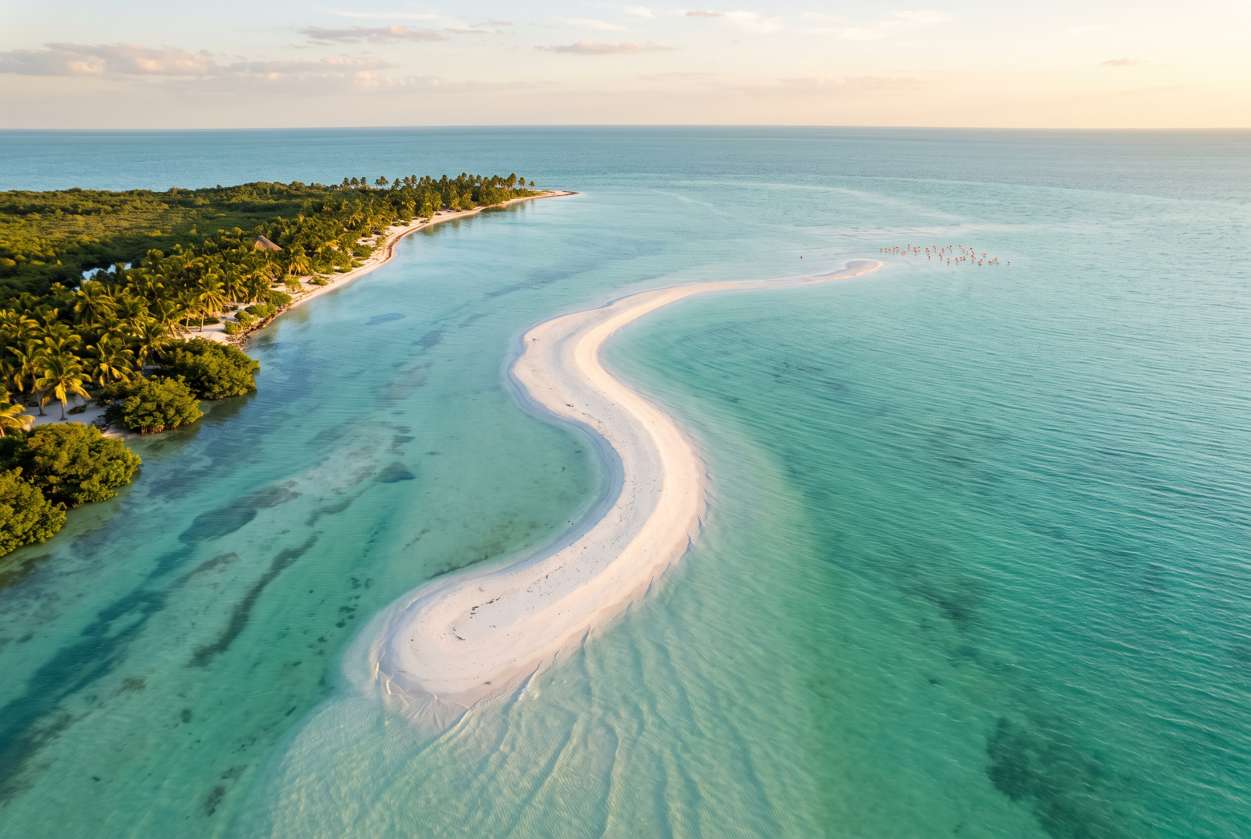 Punta Mosquito Holbox: the 2 km sandbar walk, tides, and flamingos — Natural landmark · Sandbar + wildlife
